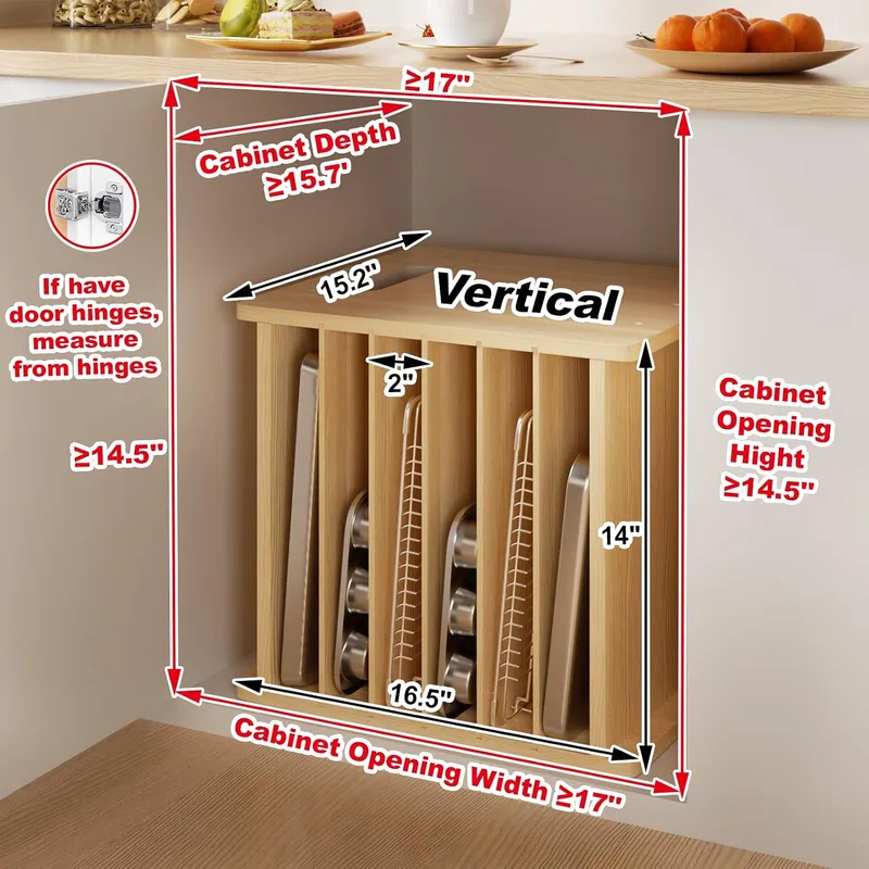 7 Tier Wooden Tray Dividers fo - Kitchen Cabinet Baking Sheet Organizer ulasan dan harga