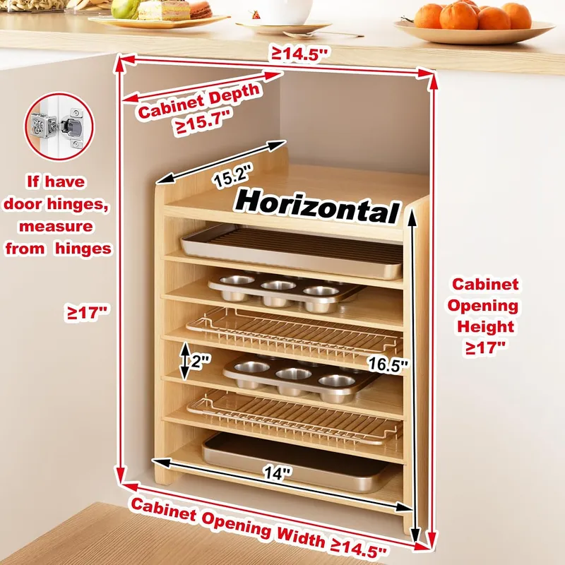 7 Tier Wooden Tray Dividers fo - Kitchen Cabinet Baking Sheet Organizer ulasan dan harga