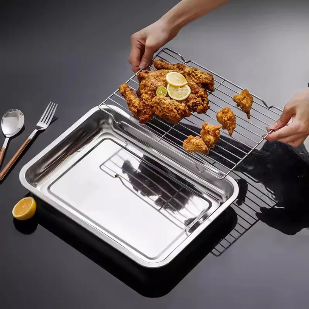 Stainless Steel Baking Tray wi - Kitchen Baking Tray Rack ulasan dan harga