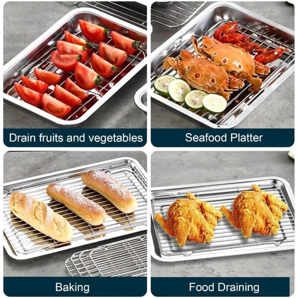 Stainless Steel Baking Tray wi - Kitchen Baking Tray Rack ulasan dan harga