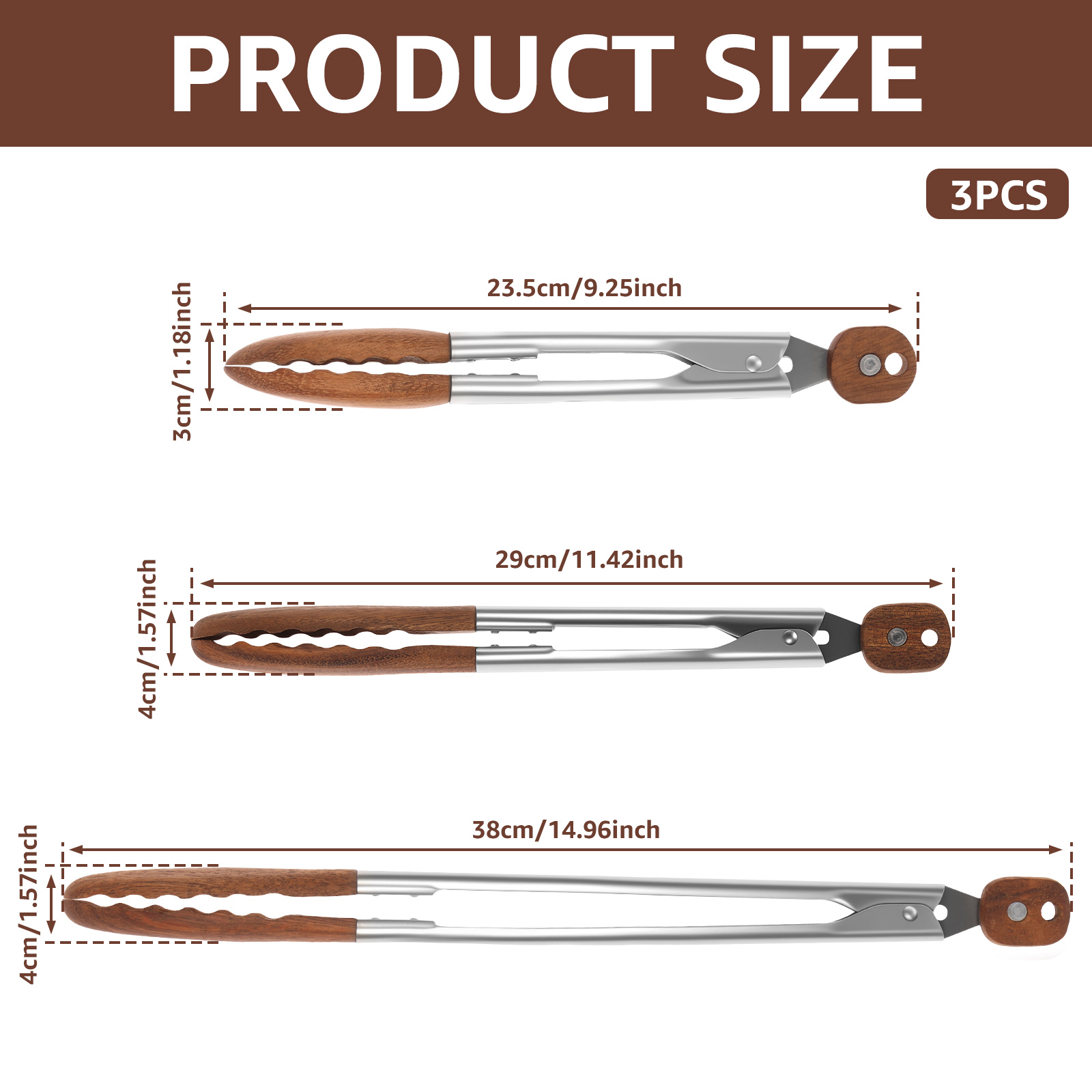 2/3 Pcs Food Tongs Walnut Wood - Kitchen Baking Store ulasan dan harga