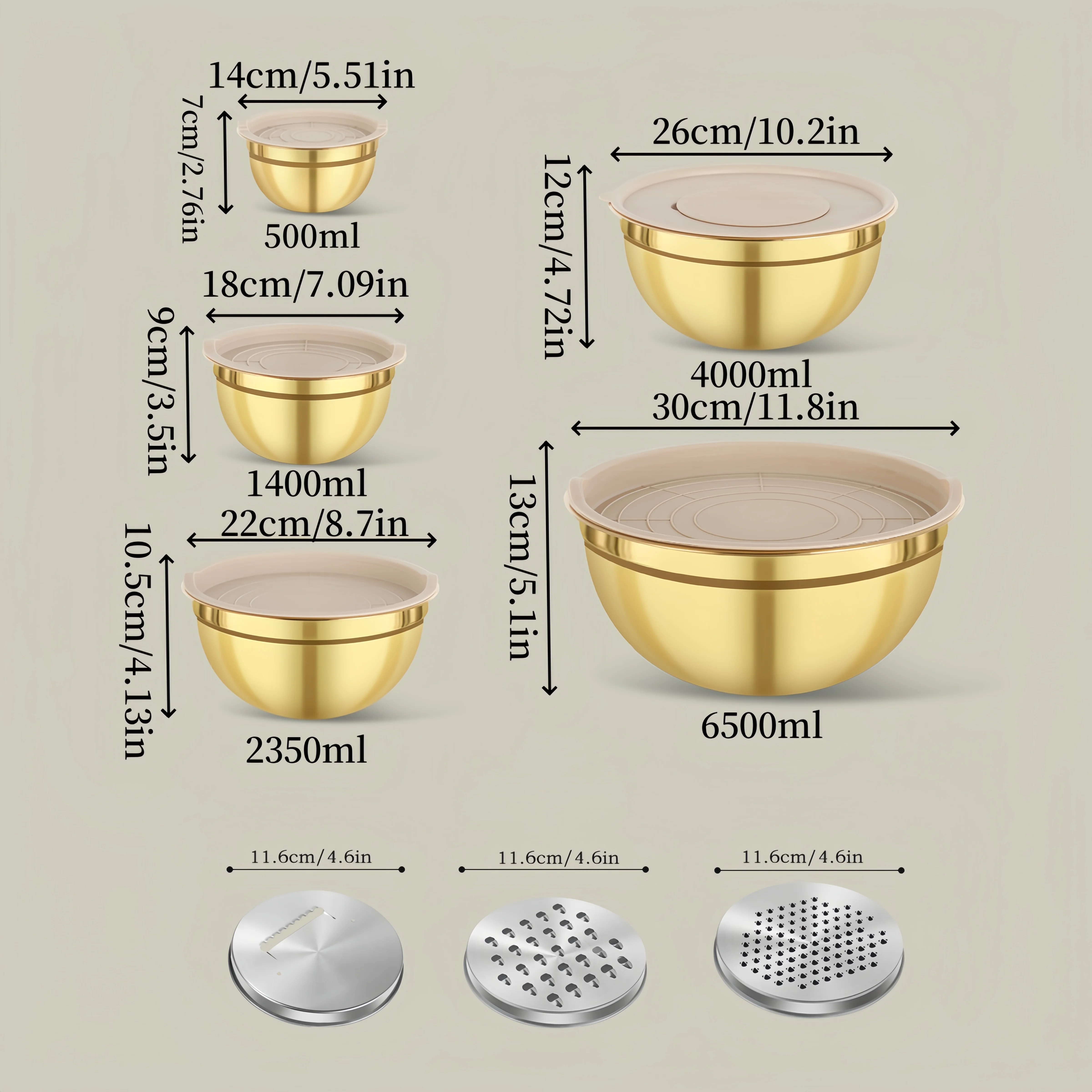 10-Piece Gold Stainless Steel  - Kitchen Baking Bowls ulasan dan harga