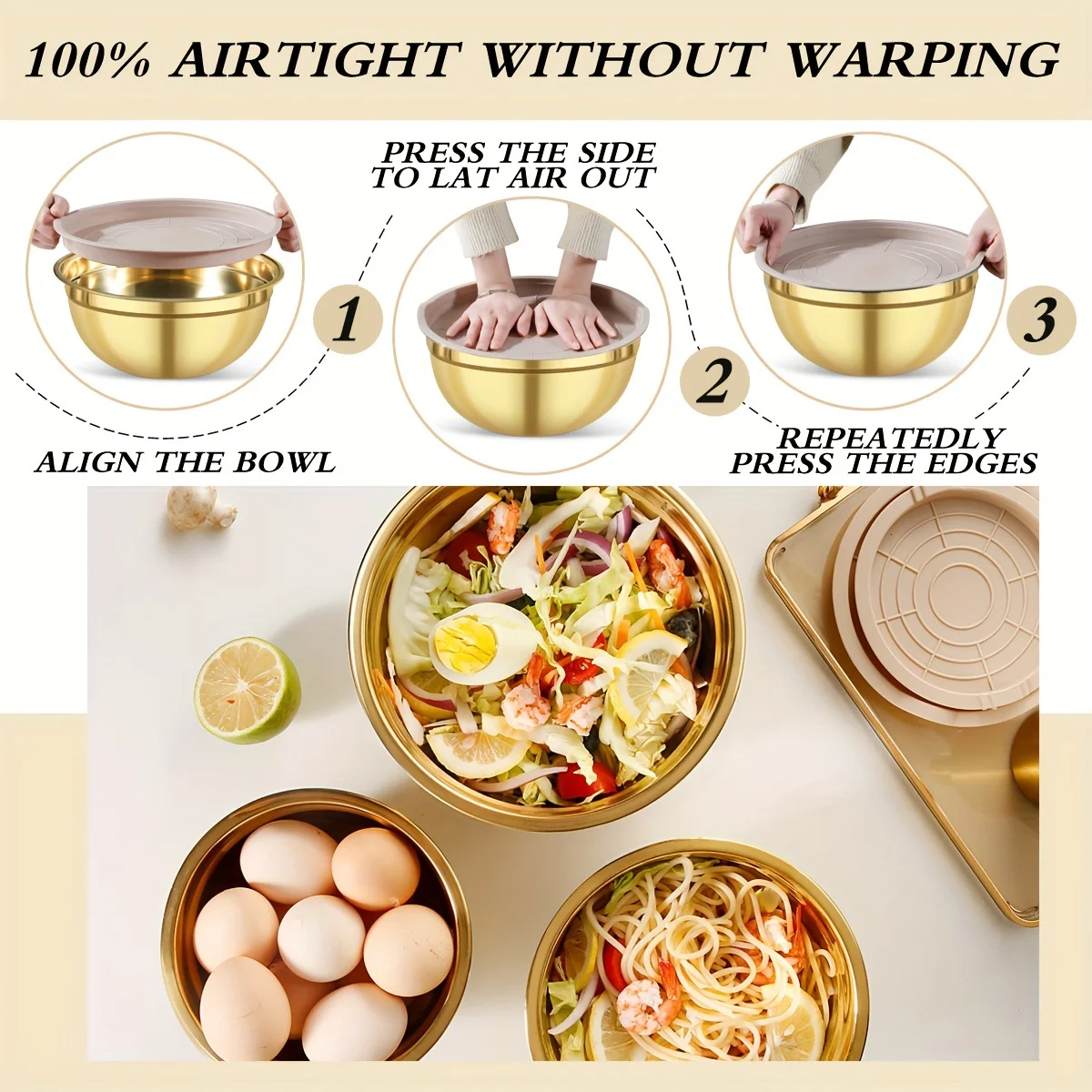 10-Piece Gold Stainless Steel  - Kitchen Baking Bowls ulasan dan harga