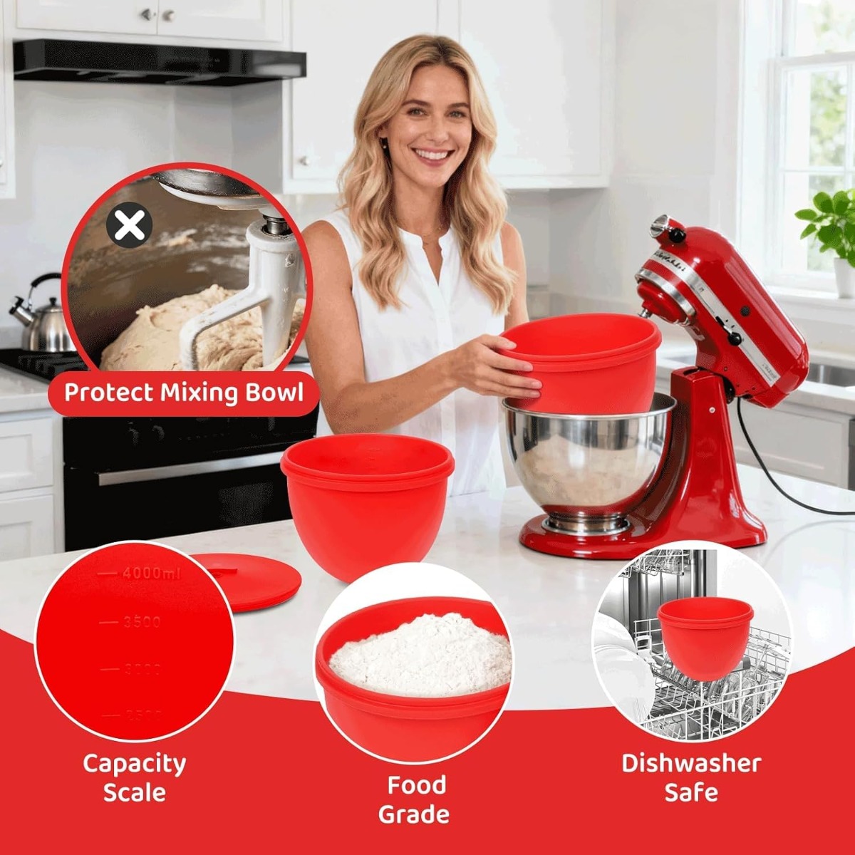 Silicone Mixer Bowl Liner with - Kitchen Aid Baking Mixer ulasan dan harga