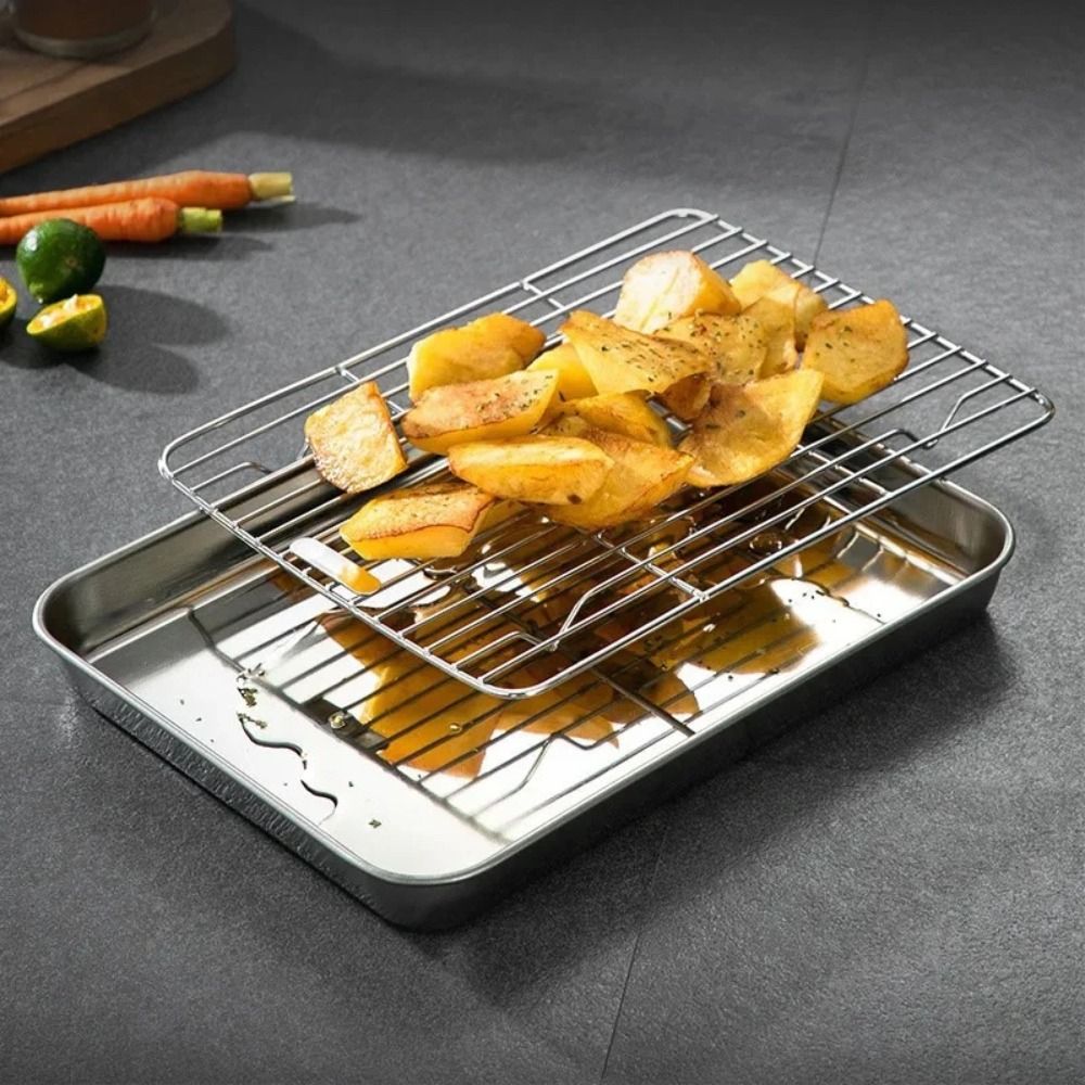 Portable Non-Stick Stainless S - Kitchen Baking Tray Rack ulasan dan harga