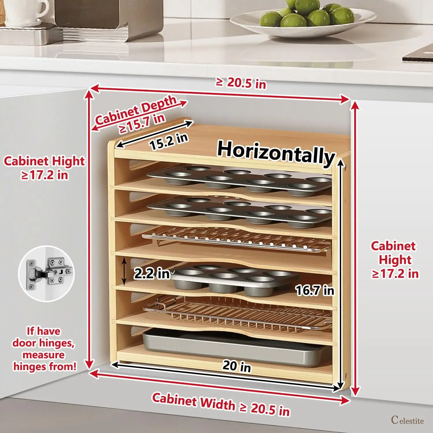 Wooden Tray Dividers for Cabin - Kitchen Cabinet Baking Sheet Organizer ulasan dan harga