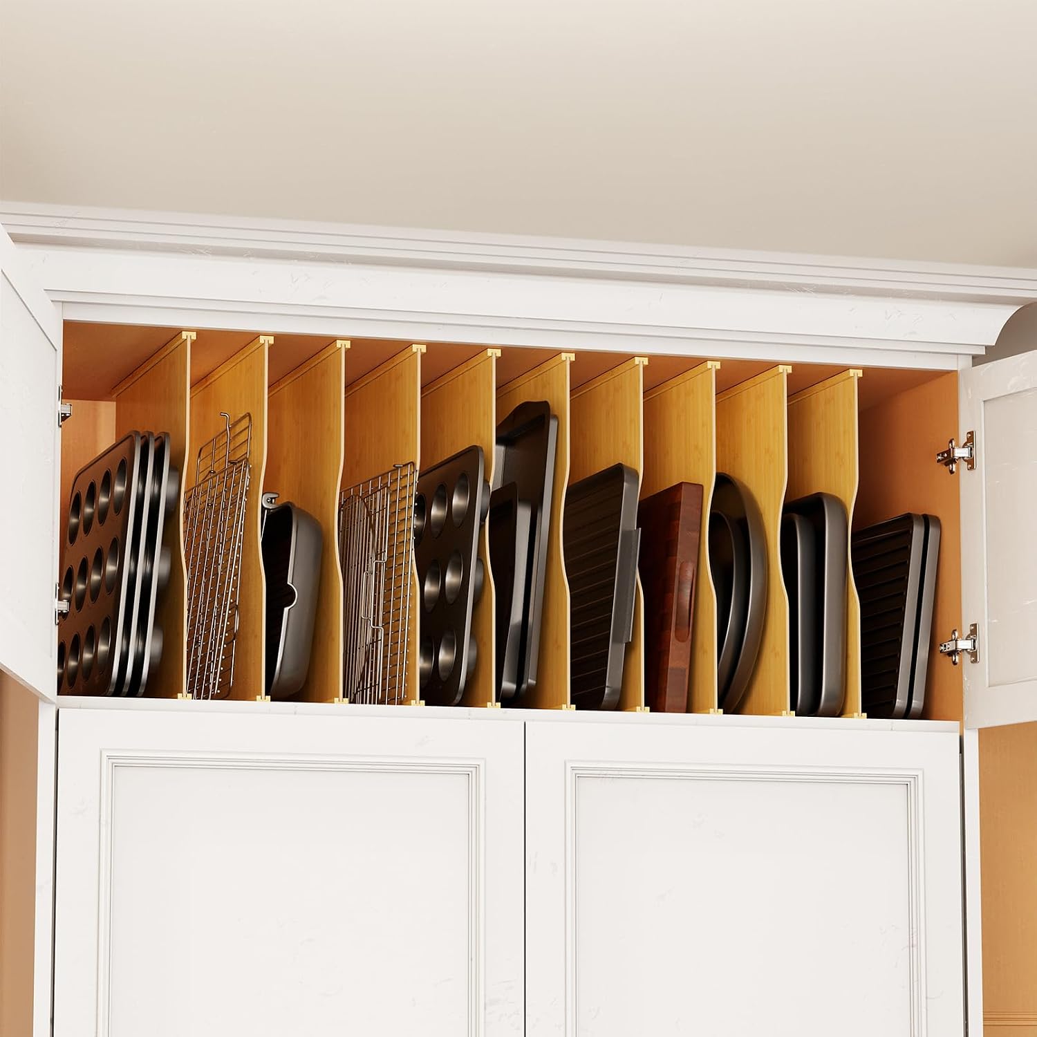 10 Pack Bamboo Tray Dividers f - Kitchen Cabinet Baking Sheet Organizer ulasan dan harga